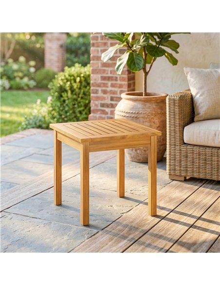 Outsunny Coffee Table Fully Assembled Patio Side Table Slatted Top Solid Acacia Wood for Indoor Outdoor Natural Wood - pic 179682 | FastDaddyshop