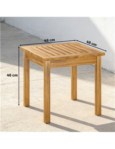 Outsunny Coffee Table Fully Assembled Patio Side Table Slatted Top Solid Acacia Wood for Indoor Outdoor Natural Wood