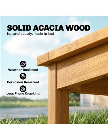 Outsunny Coffee Table Fully Assembled Patio Side Table Slatted Top Solid Acacia Wood for Indoor Outdoor Natural Wood
