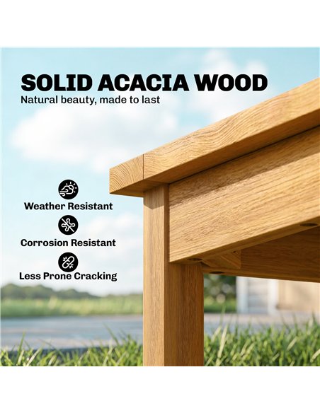 Outsunny Coffee Table Fully Assembled Patio Side Table Slatted Top Solid Acacia Wood for Indoor Outdoor Natural Wood - pic 179684 | FastDaddyshop