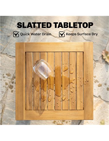 Outsunny Coffee Table Fully Assembled Patio Side Table Slatted Top Solid Acacia Wood for Indoor Outdoor Natural Wood