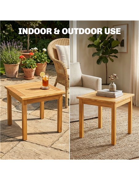 Outsunny Coffee Table Fully Assembled Patio Side Table Slatted Top Solid Acacia Wood for Indoor Outdoor Natural Wood - pic 179686 | FastDaddyshop