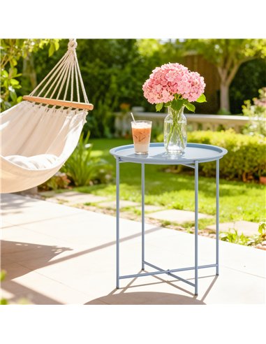 Outsunny Steel Removable Tray Top Garden Table - Blue Grey