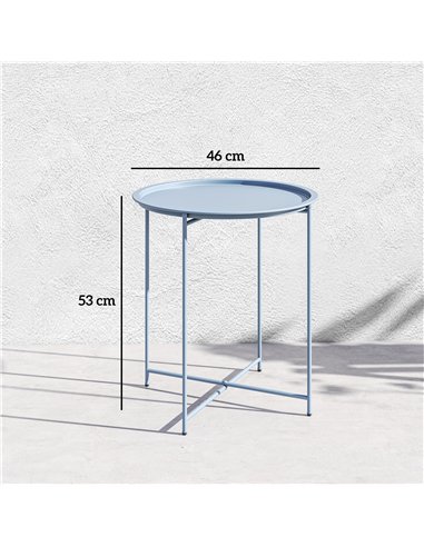 Outsunny Steel Removable Tray Top Garden Table - Blue Grey