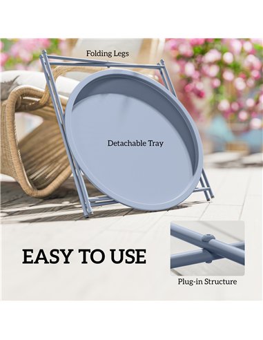 Outsunny Steel Removable Tray Top Garden Table - Blue Grey