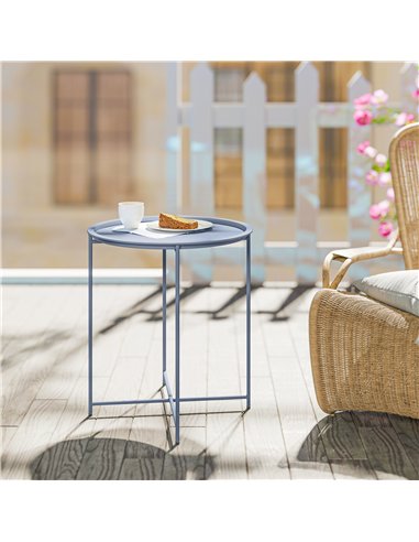 Outsunny Steel Removable Tray Top Garden Table - Blue Grey