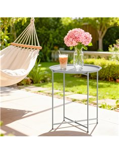 Outsunny Steel Removable Tray Top Garden Table - White 2