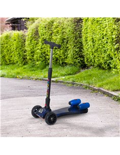 HOMCOM Kids 3 Wheel Kick Foldable Scooter with Flashing Wheels, Music, Water Spray, Blue 2