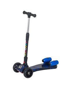 HOMCOM Kids 3 Wheel Kick Foldable Scooter with Flashing Wheels, Music, Water Spray, Blue