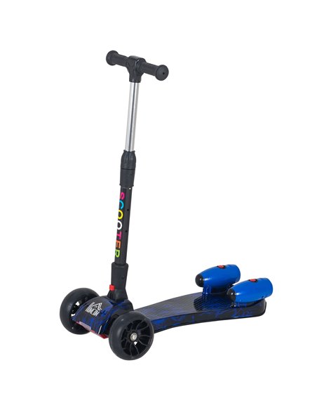 HOMCOM Kids 3 Wheel Kick Foldable Scooter with Flashing Wheels, Music, Water Spray, Blue - pic 17973 | FastDaddyshop