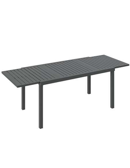 Outsunny Extending Garden Table for 6-8 People, Full Aluminium Outdoor Dining Table with Slatted Top, Dark Grey - pic 179734 | FastDaddyshop