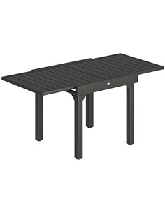 Outsunny Expandable Patio Dining Table for 4-6 People, 80-160 cm Aluminium Extendable Outdoor Patio Table with Slatted Top, Blac