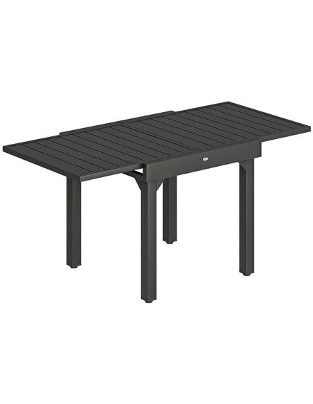 Outsunny Expandable Patio Dining Table for 4-6 People, 80-160 cm Aluminium Extendable Outdoor Patio Table with Slatted Top, Blac - pic 179735 | FastDaddyshop