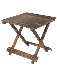 Outsunny Fir Wood Folding Coffee Table, Lightweight Small Garden Table with Slatted Top, Portable Folding Side Table for Balcony