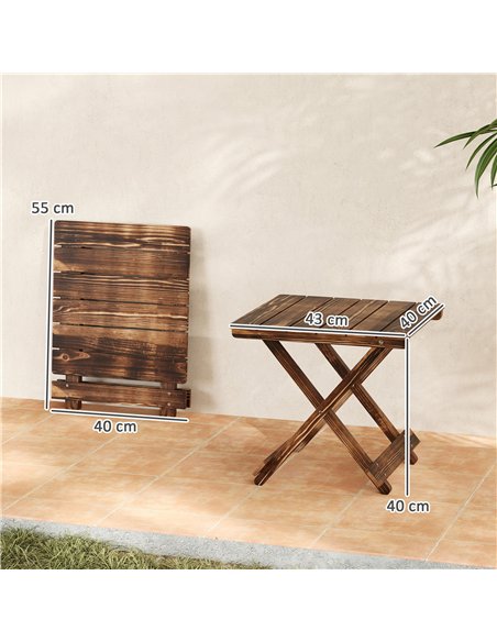Outsunny Fir Wood Folding Coffee Table, Lightweight Small Garden Table with Slatted Top, Portable Folding Side Table for Balcony - pic 179746 | FastDaddyshop