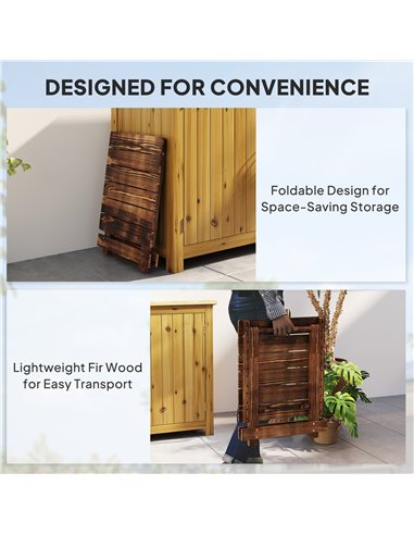 Outsunny Fir Wood Folding Coffee Table, Lightweight Small Garden Table with Slatted Top, Portable Folding Side Table for Balcony