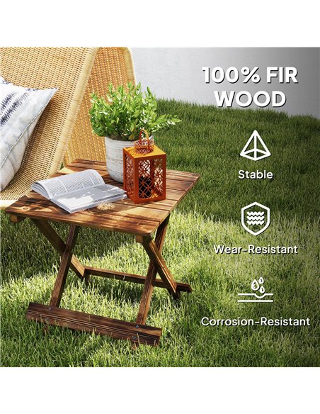 Outsunny Fir Wood Folding Coffee Table, Lightweight Small Garden Table with Slatted Top, Portable Folding Side Table for Balcony - pic 179749 | FastDaddyshop