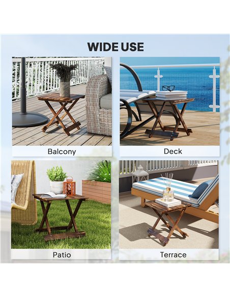 Outsunny Fir Wood Folding Coffee Table, Lightweight Small Garden Table with Slatted Top, Portable Folding Side Table for Balcony - pic 179750 | FastDaddyshop