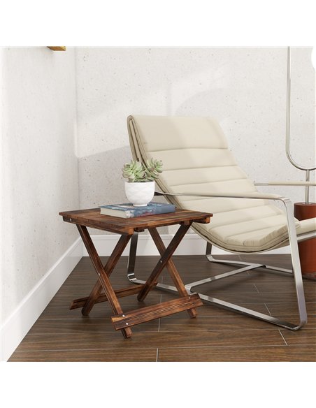 Outsunny Fir Wood Folding Coffee Table, Lightweight Small Garden Table with Slatted Top, Portable Folding Side Table for Balcony - pic 179752 | FastDaddyshop