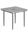 Outsunny Garden Dining Table for 4, 85 cm Square Outdoor Table with Umbrella Hole, Faux Wood Top, Metal Legs, Light Grey