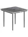 Outsunny Garden Dining Table for 4, 85 cm Square Outdoor Table with Umbrella Hole, Faux Wood Top, Metal Legs, Dark Grey