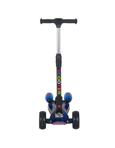 HOMCOM Kids 3 Wheel Kick Scooter Adjustable Height w/ Flashing Wheels Music Water Spray Foldable Design Cool On Off Road Vehicle