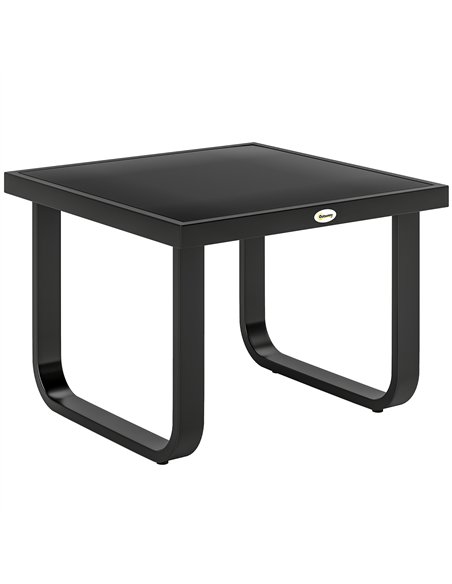 Outsunny Outdoor Garden Coffee Table, Rectangle Metal Side Table with Tempered Glass Tabletop, Adjustable Foot Pads - pic 179807 | FastDaddyshop