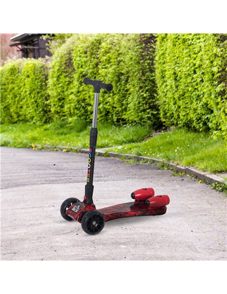 HOMCOM Kids 3 Wheel Foldable Kick Scooter with Flashing Wheels, Music, Water Spray, Red - pic 17981 | FastDaddyshop