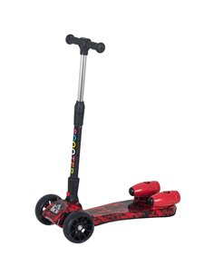 HOMCOM Kids 3 Wheel Foldable Kick Scooter with Flashing Wheels, Music, Water Spray, Red