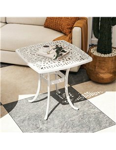Outsunny Outdoor Garden Table with 38mm Dia. Umbrella Hole, Cast Aluminium Patio End Table with Anti-slip Foot Pads for Garden 2