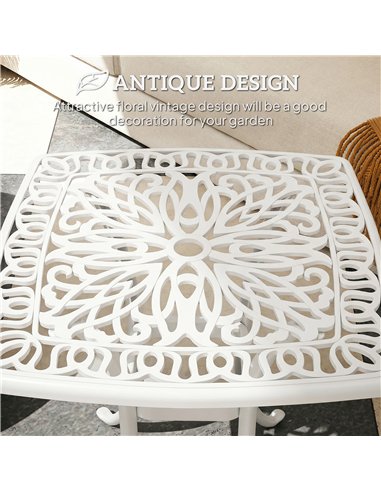 Outsunny Outdoor Garden Table with 38mm Dia. Umbrella Hole, Cast Aluminium Patio End Table with Anti-slip Foot Pads for Garden