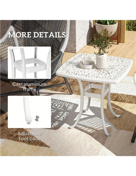 Outsunny Outdoor Garden Table with 38mm Dia. Umbrella Hole, Cast Aluminium Patio End Table with Anti-slip Foot Pads for Garden - pic 179830 | FastDaddyshop