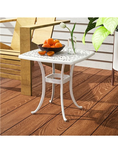Outsunny Outdoor Garden Table with 38mm Dia. Umbrella Hole, Cast Aluminium Patio End Table with Anti-slip Foot Pads for Garden - pic 179832 | FastDaddyshop