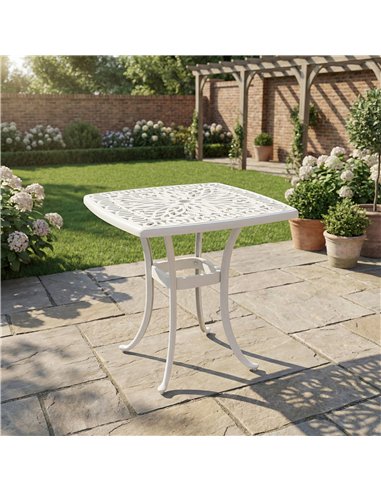 Outsunny Outdoor Garden Table with 38mm Dia. Umbrella Hole, Cast Aluminium Patio End Table with Anti-slip Foot Pads for Garden