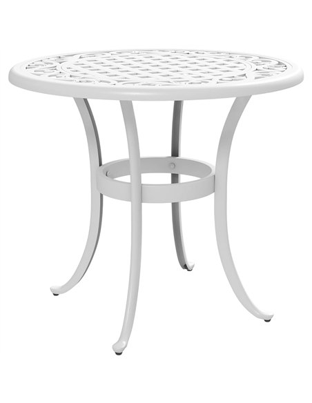 Outsunny 60 cm Round Garden Table, Cast Aluminium Outdoor Patio Table, White - pic 179834 | FastDaddyshop