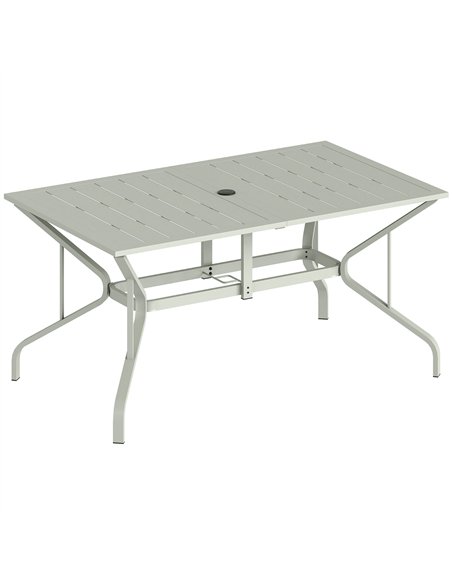 Outsunny Rectangle Garden Table with Parasol Hole, Outdoor Dining Table for 6, Patio Table for Balcony, 150cm x 90cm, Light Grey - pic 179843 | FastDaddyshop