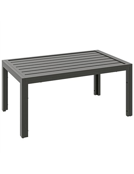 Outsunny Outdoor Side Table, Rectangular Patio Coffee Side Table with Steel Frame and Slat Tabletop for Garden, Balcony, Grey - pic 179852 | FastDaddyshop
