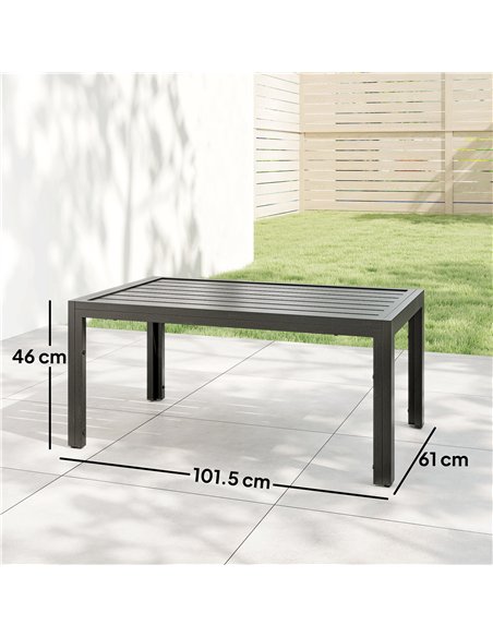 Outsunny Outdoor Side Table, Rectangular Patio Coffee Side Table with Steel Frame and Slat Tabletop for Garden, Balcony, Grey - pic 179854 | FastDaddyshop