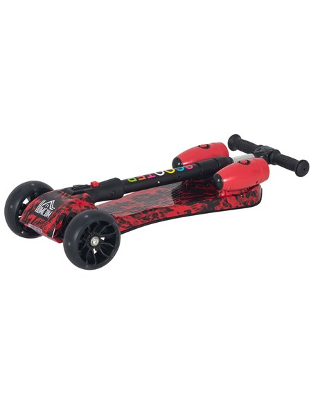 HOMCOM Kids 3 Wheel Foldable Kick Scooter with Flashing Wheels, Music, Water Spray, Red - pic 17986 | FastDaddyshop