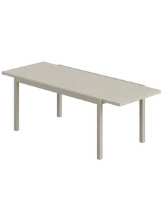 Outsunny Extending Garden Table, Aluminium Outdoor Dining Table for 8-10 with Wood-Like Grained Surface, Light Grey Wood Effect