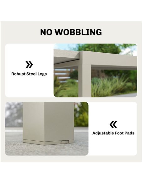 Outsunny Extending Garden Table, Aluminium Outdoor Dining Table for 8-10 with Wood-Like Grained Surface, Light Grey Wood Effect - pic 179866 | FastDaddyshop