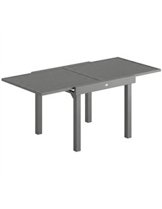 Outsunny Extending Garden Table for 4-8 People, Aluminium Outdoor Dining Table with Slatted Top, Dark Grey