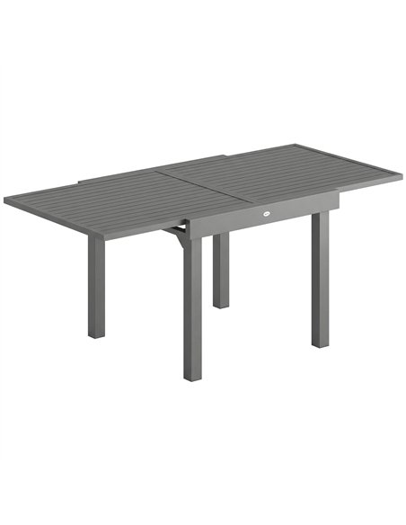 Outsunny Extending Garden Table for 4-8 People, Aluminium Outdoor Dining Table with Slatted Top, Dark Grey - pic 179870 | FastDaddyshop