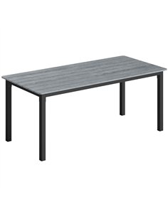 Outsunny Garden Dining Table for 6-8 Person, 180 x 86 cm Rectangular Outdoor Dining Table with Wood Slatted Top, Grey