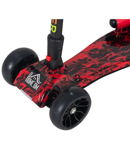 HOMCOM Kids 3 Wheel Foldable Kick Scooter with Flashing Wheels, Music, Water Spray, Red - pic 17988 | FastDaddyshop