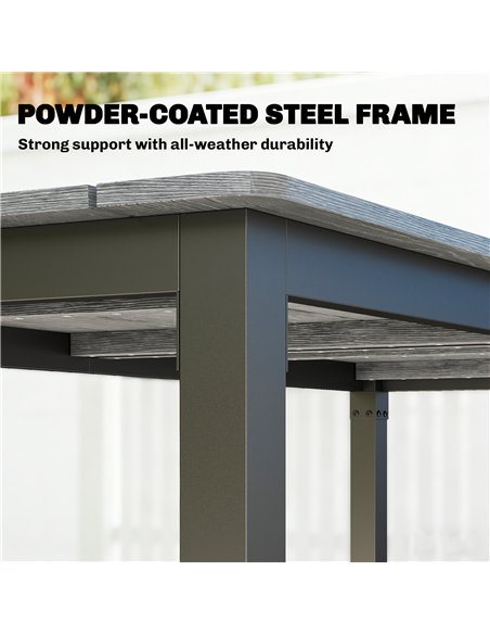 Outsunny Garden Dining Table for 6-8 Person, 180 x 86 cm Rectangular Outdoor Dining Table with Wood Slatted Top, Grey - pic 179884 | FastDaddyshop
