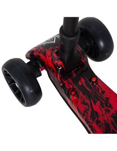 HOMCOM Kids 3 Wheel Foldable Kick Scooter with Flashing Wheels, Music, Water Spray, Red