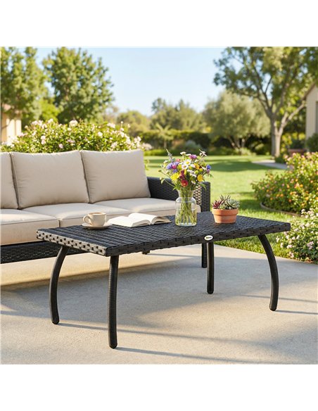 Outsunny PE Wicker Rattan Garden Coffee Table - Black - pic 179898 | FastDaddyshop