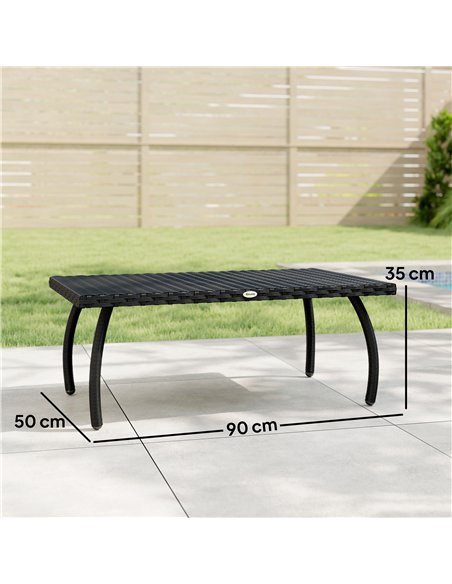 Outsunny PE Wicker Rattan Garden Coffee Table - Black - pic 179899 | FastDaddyshop