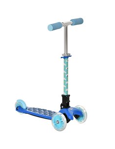 HOMCOM Kids Foldable Kick Scooter with 3 Flashing Wheels, Adjustable Height, for 3-8 Years, Blue
